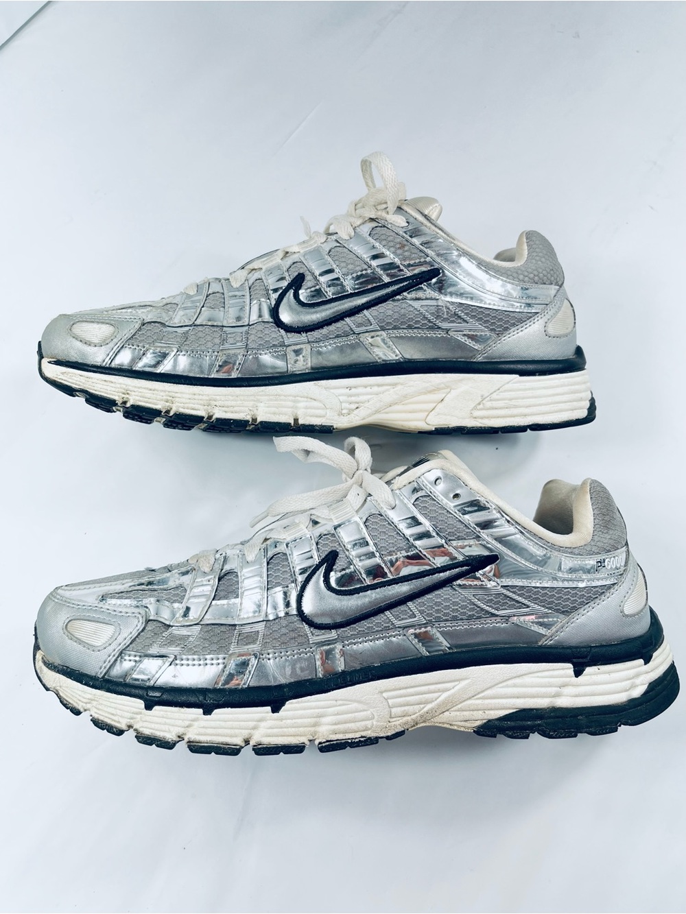 Nike P-6000 Metallic Silver Black Seil CN0149-001 Men's :11 Running Sneakers